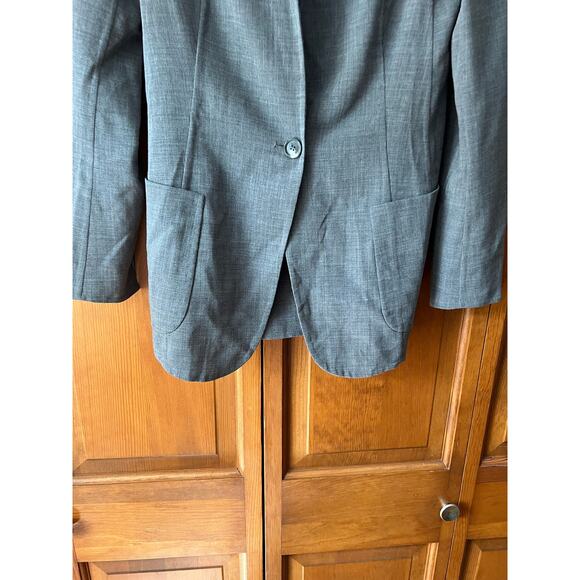 Akris Women's One Button Slim Fit Linen Wool Blend Blazer Long Sleeve Gray SZ 6 - Picture 2 of 10
